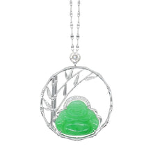 Load image into Gallery viewer, Laughing Buddha Jadeite Diamond Pendant丨笑看人生佛翡翠鑲鑽吊墜