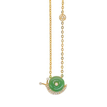 Load image into Gallery viewer, Optimistic Snail Jadeite Diamond Pendant (Gold) | 積極樂蝸牛翡翠鑲鑽吊墜 (金色)