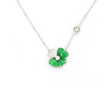 Load image into Gallery viewer, Lucky Clover Jadeite & Diamond Necklace | 幸運四葉草鑲鑽翡翠頸鍊