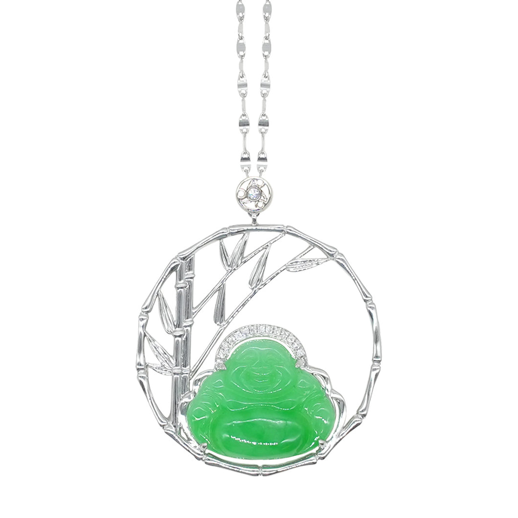 Laughing Buddha Jadeite Diamond Pendant丨笑看人生佛翡翠鑲鑽吊墜